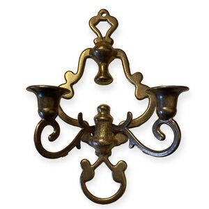 Vintage Brass Wall Sconce Candle Holder Two Arm Candlestick Holder Gold Ornate